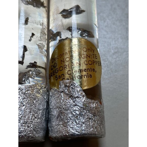 Vintage Decorative Clear Lucite Taper Candles With Silver Foil Accents By Gregor - Picture 2 of 9